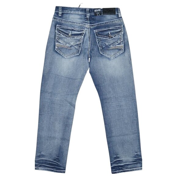 NEW True Luck Dark Wash Jeans Men's Size 30x30 Thick Stitch Straight Leg BKE - Picture 3 of 9